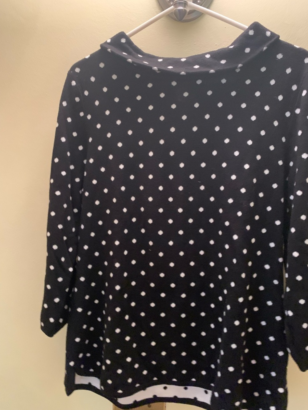 Talbot's Black and White Polka Dot Cotton Blend Top